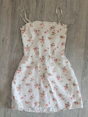 Reformation Linen White Floral Mini Dress Size 0